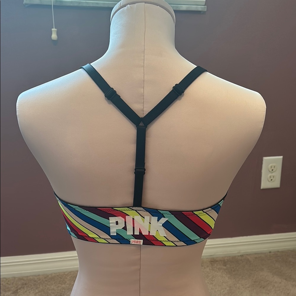 PINK Victoria's Secret Multicolor Striped Sports Bra